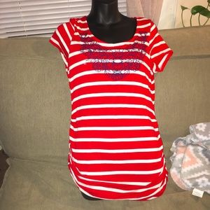 red white medium shirt short sleeve maternity top